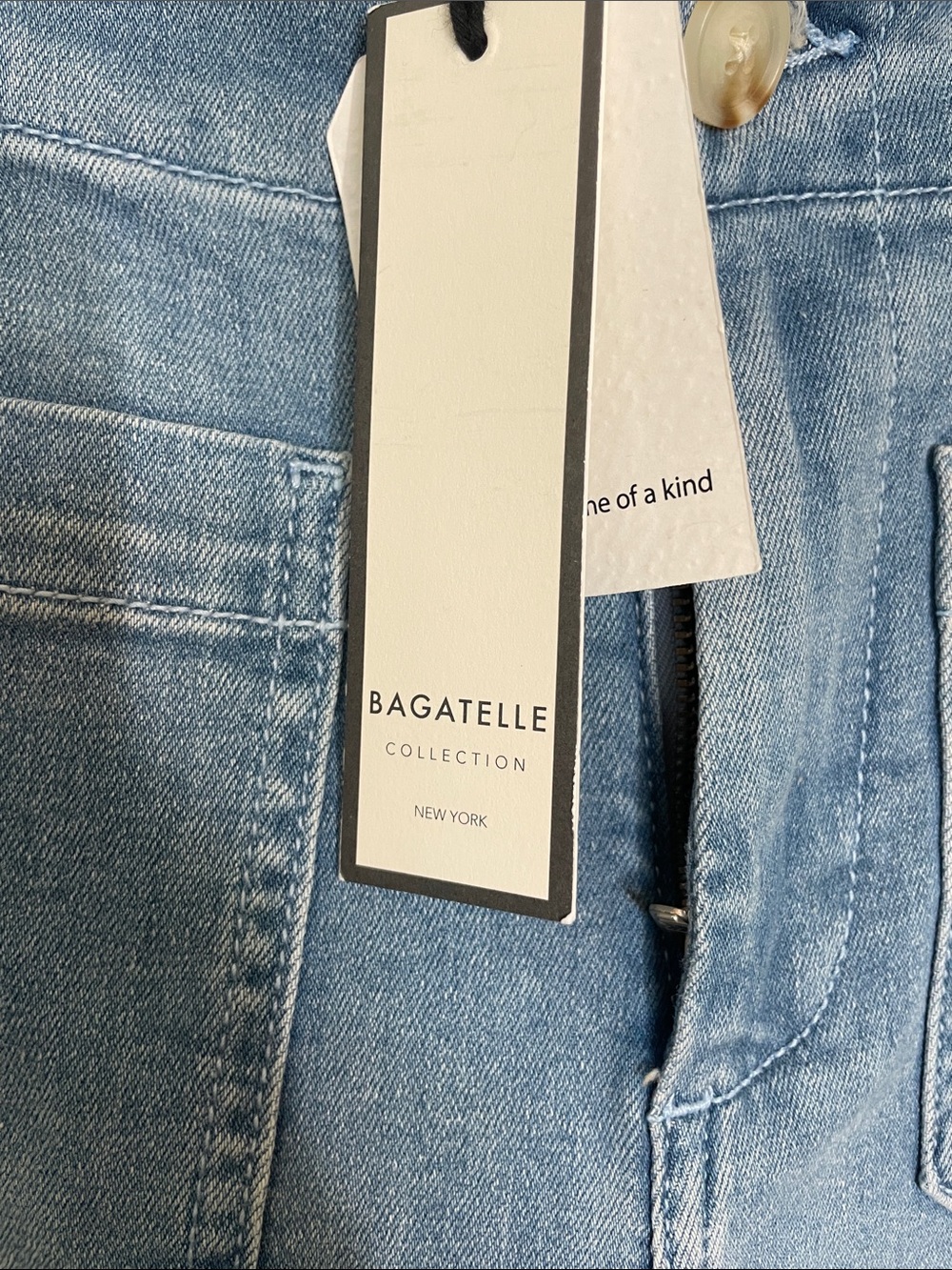 bagatelle Light Blue Cropped Wide-Leg Jeans with Front Patch Pockets - Picture 2 of 2